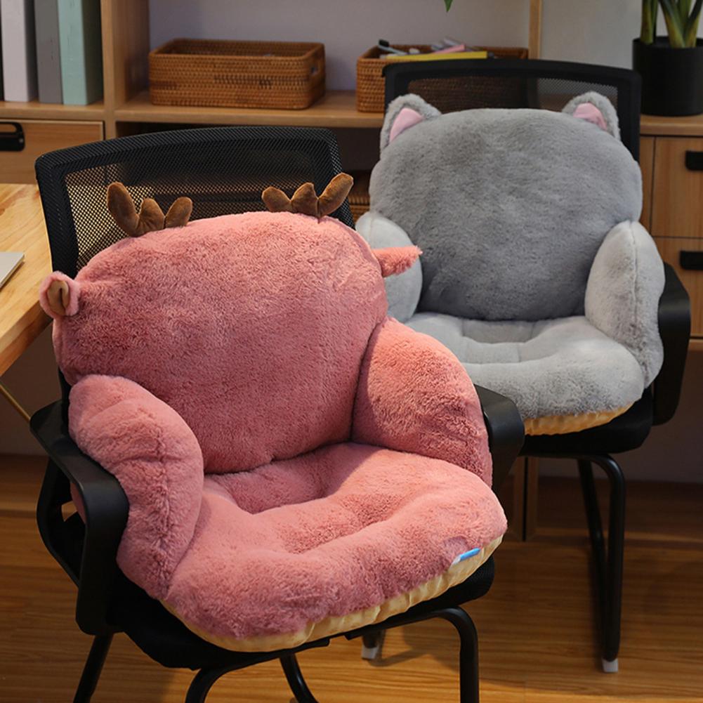 Breathable Seat Pad Backrest Cushion Cute Plush Chair Cushion with Backrest Non-slip Floor Seat Pad Comfy Tatami for Office