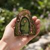 Fairy Gate for Tree Trunk Mini Wooden Door, 2D Flat Miniature Garden DIY Craft, Dollhouse Accessory, Wall Terrarium Decor Exquisite Ornament