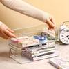 Acrylic Desktop Storage Box Is Easy To Install, Transparent Organizing Box Can Be Stacked with Shelves for Office Desk Supplies