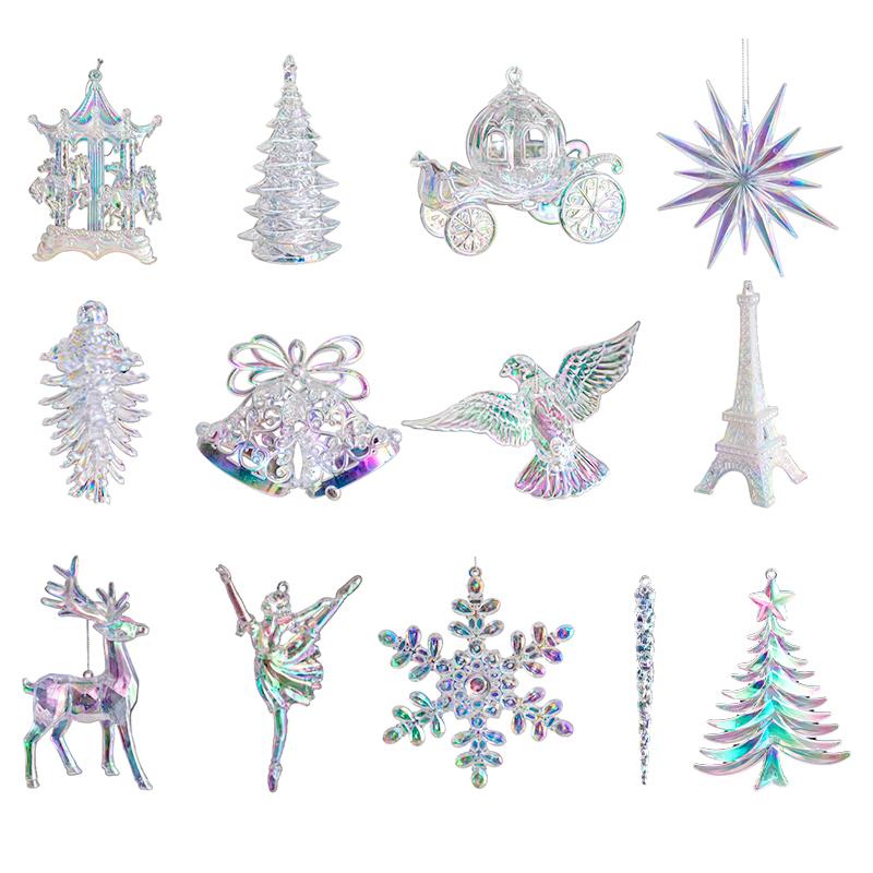 1 buc Acril Diverse Stiluri Cristal Clar Transparent Pandantive Pom de Crăciun Modelare Simulare Ornament de Casă Pandantiv Colorat