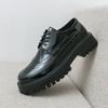 New Gold White Black Patent Leather Thick-sole Brogue Oxford Shoes For Men Dress Evening Wedding Footwear  Zapatos Hombre Vestir