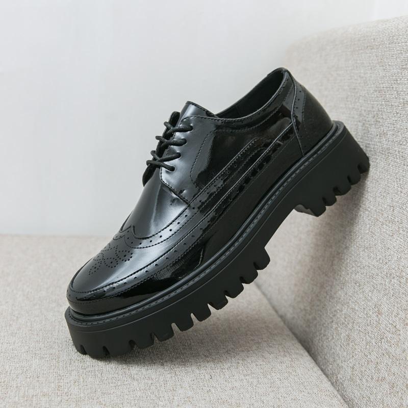 Nuove Scarpe Brogue Oxford a Suola Spessa in Vernice Oro Bianco Nero da Uomo Vestito Sera Matrimonio Calzature Zapatos Hombre Vestir cm