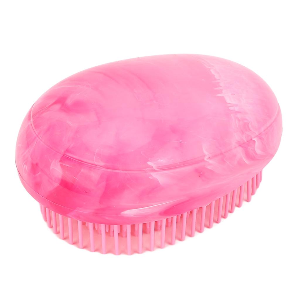 4pcs Rosy Red Egg Shape Detangling Brush Bright Marble Effect Portable Styling Comb Hair Brush