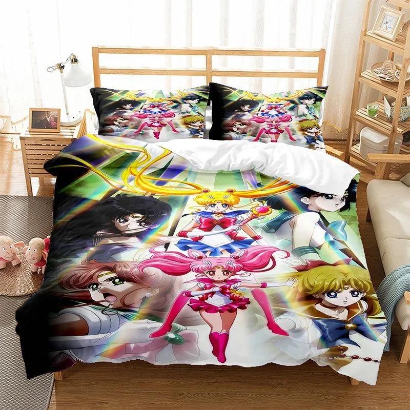 

Comforter Sailor Moon Bedding Set Cosplay Cartoon Anime Decor Bed Spead Bedroom Bedding Suit Kids Gift Comforter (quilt)-EU Single(135*200cm)3pcs
