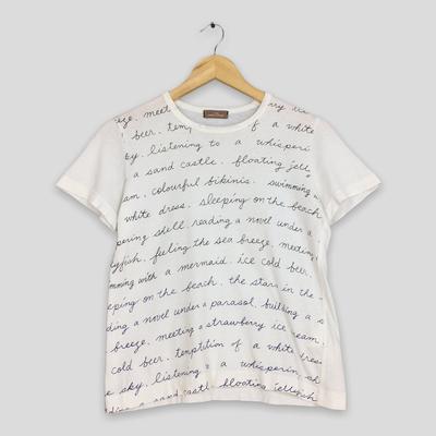 Vintage Comme Des Garcons Tricot Poem Ladies Tshirt Small AD2002 Comme Des Garcons Homme CDG Comme Des Garcons White Ladies Tee Size S