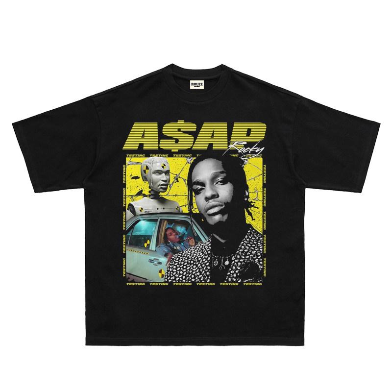 2026 Summer New Model ASAP Rocky HighQuality HipHop Street Comfortable Mens Roundneck Printed TShirt
