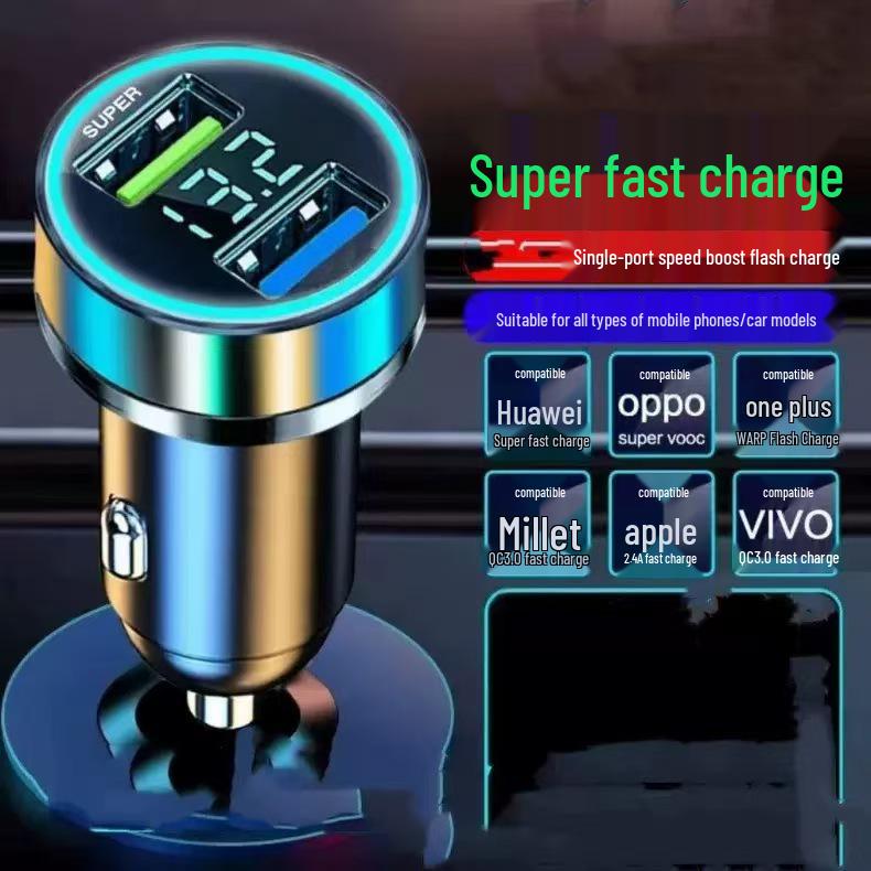 66W Dual USB Car Charger - Super Fast, Multi-Function Cigarette Lighter Adapter