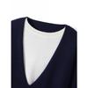35% Cashmere Women's Color Block Faux Layered Korean Style Pullover Sweater