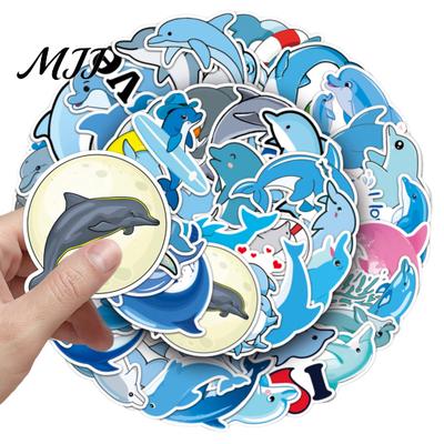 DIY Decorative Stickers for Notebooks 50PCS Cartoon Dolphin Ocean Themed Stickers, Non Repeating Waterproof Cute Animal Storage Boxes PVC Decals,