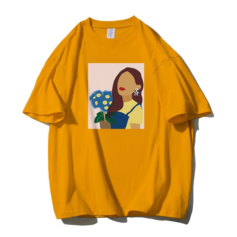 Shellsuning Oversized 100% bavlněné tričko Harajuku pro ženy Letní móda Jednoduchý krátký rukáv Měkká trička Dámské základní gotické topy