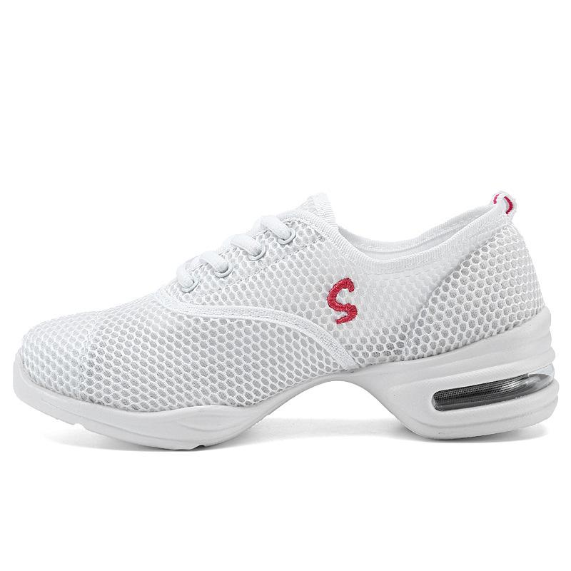 Nové taneční boty boty na čtverylku střední podpatek dámské síťované prodyšné fitness sportovní taneční boty