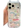 Cute Korean cartoon illustration for Apple 16/17Pro mobile phone case IP15 fine hole 14 transparent cat ears 13