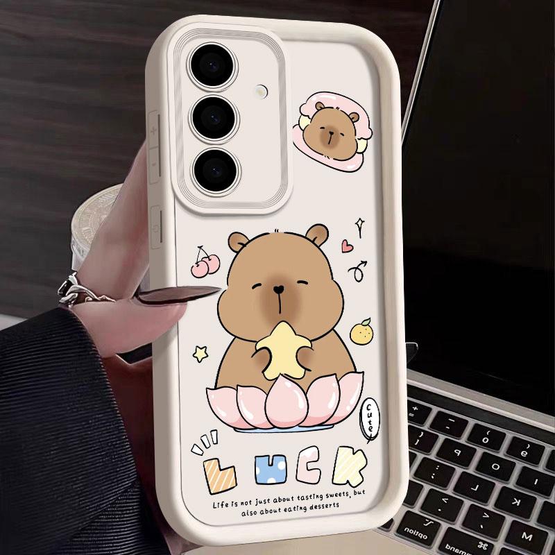Artistic Little Bear Capybara Phone Case For Samsung S26 S25 S24 S23 S21 S20 Ultra For Galaxy S25 S24 FE S26 Plus Silicone Cover