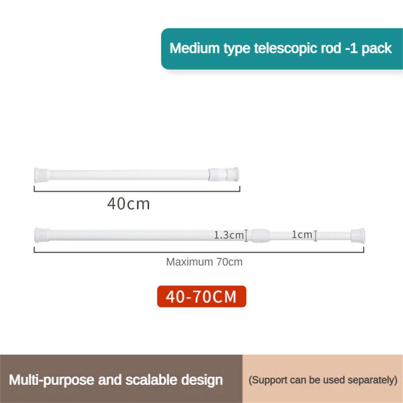 Bathroom Shower Rod No Trace No Punching White Various Lengths Hook Storage Hook Bracket Scalable Strong Adhesion Abs