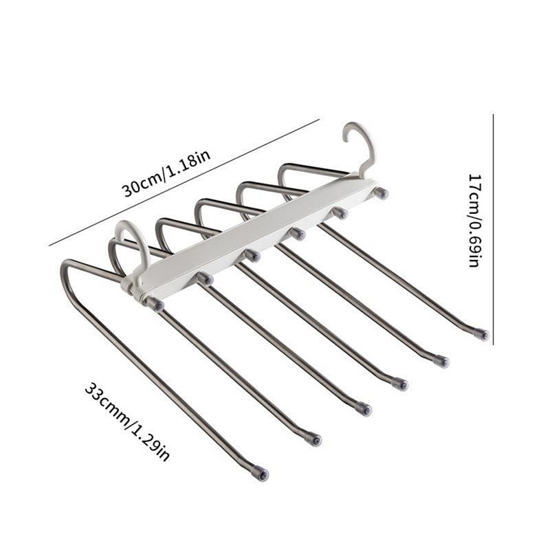 Space Saving Hangers For Pants Anti-Slip 6-Layer Clothes Hanger Closet Organizers And Storage Slacks Jeans Trouser Rack For