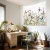 Floral Butterfly Tapestry Wall Hanging, Sage Green Leaves and Wildflower Butterfly Wall Decor Spring Plant Tapestry for Bedroom