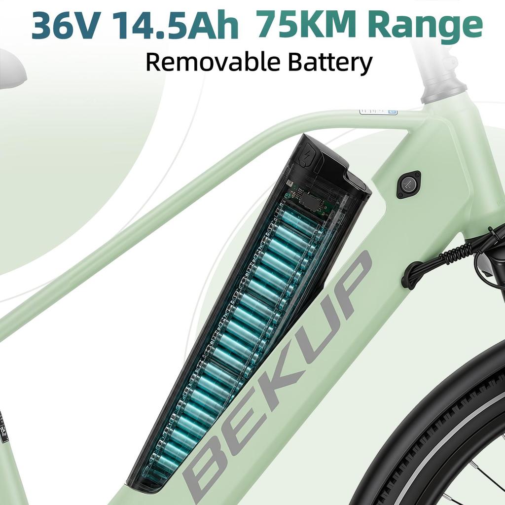 Bici Elettrica da Città BEKUP V2 Velocità Massima Assistita 25 km/h Autonomia Assistita sui Pedali 75 km Potenza Nominale Motore 250W Carico Massimo 125 kg