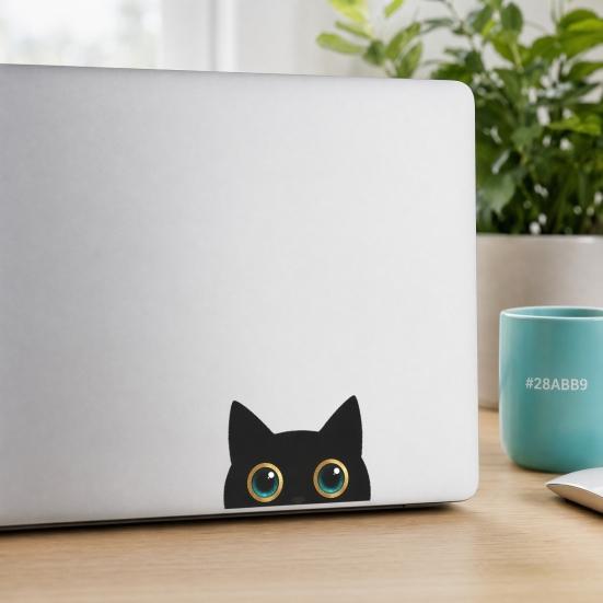 Yousheng Car Sticker, Waterproof PVC Self-adhesive Traceless Auto Decal, Spy Black Cat Pattern Car Sticker for Fuel Tank Caps Windows Luggage