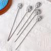 Skull Cocktail Picks Reusable Olive Skewers Martini Garnish Sticks Stainless Steel Toothpicks for Drinks Appetizers Bar