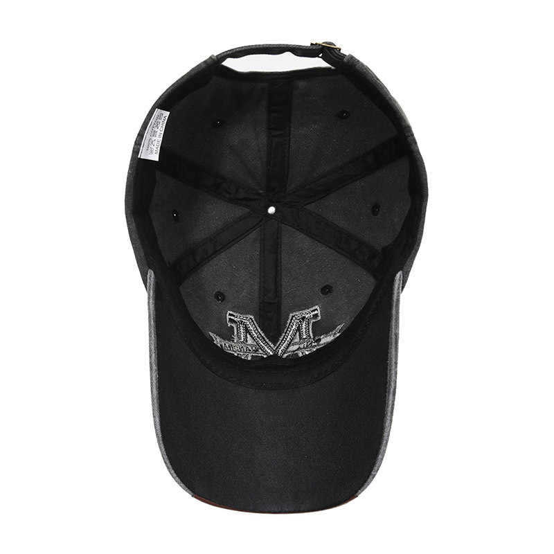 Cap Men's Ladies Outdoor Visor Washed Denim Distressed Letter M Embroidered Baseball Cap