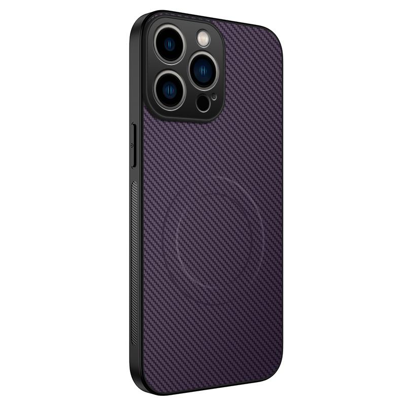 For iPhone 13 Pro 6.1 inch Case Compatible with MagSafe WANLONFENG TQ Series Carbon Fiber Texture PC TPU Phone Cover