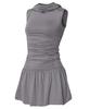 Peulleeoeob Hooded High Neck Dress (Fl-155_Gray)