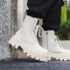 Herrenmode hohe Motorradstiefel Schnür-Plateauschuhe Punkrock Kleid echtes Leder Stiefel Designer cool lang botas masculina