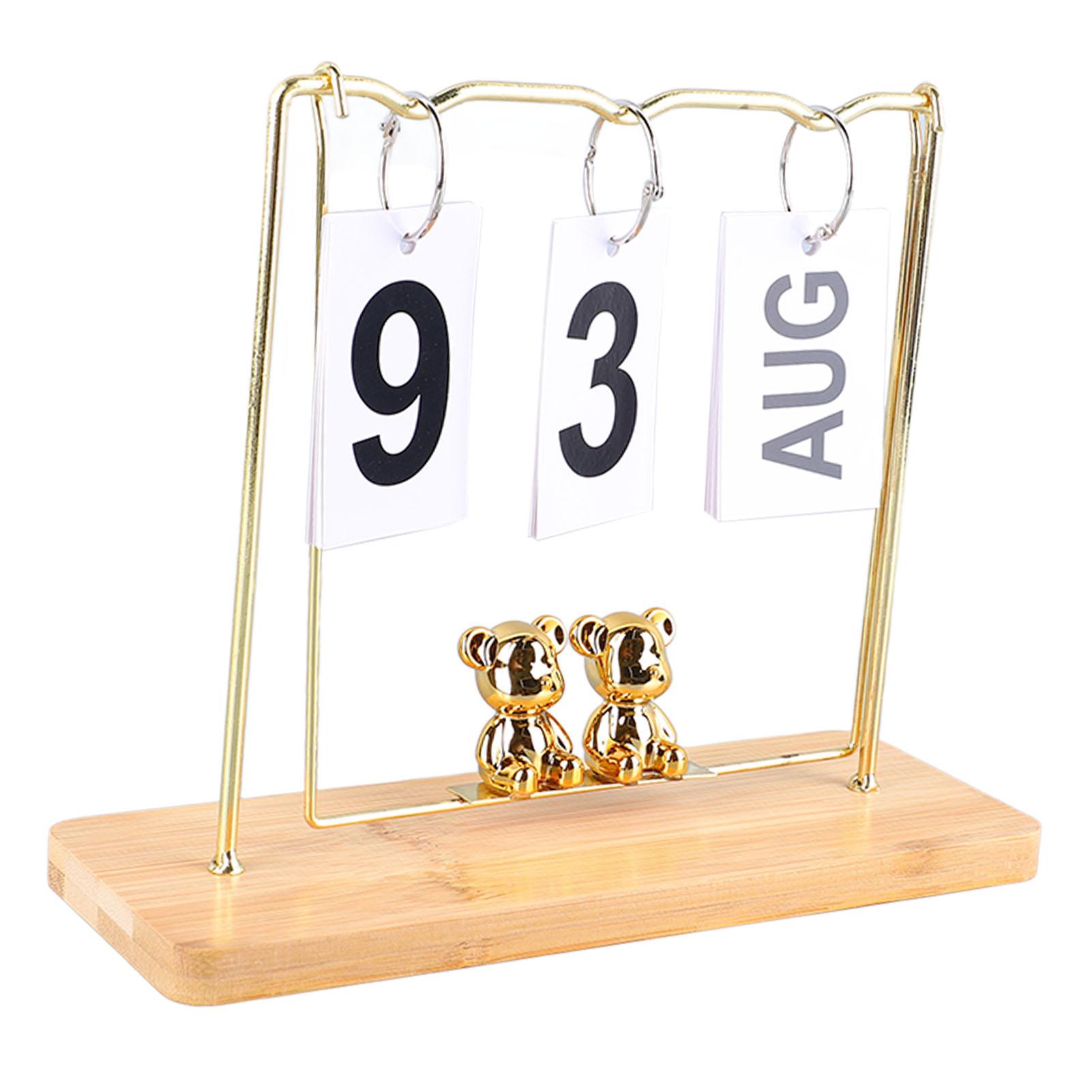 

Медведь Деревянный Металлический Календарь Ежедневный Календарь Многоразовый Вечный Календарь Настольный Календарь