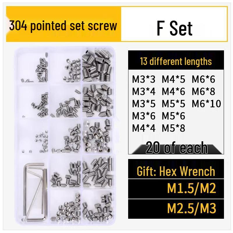 12.9 Edelstahl 304 Innensechskant Kegelspitze Gewindestift M2/M3