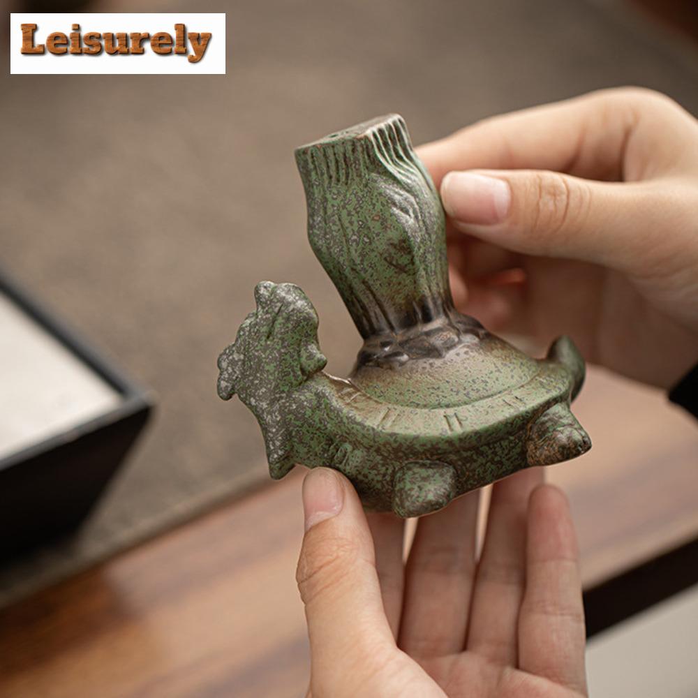 Creative Xuanwu Dargon Tortoise Teapot Cover Holder Kiln Change Cyan Cover Frame Zisha Pot Lid Shelf for Tea Pet Play Ornaments