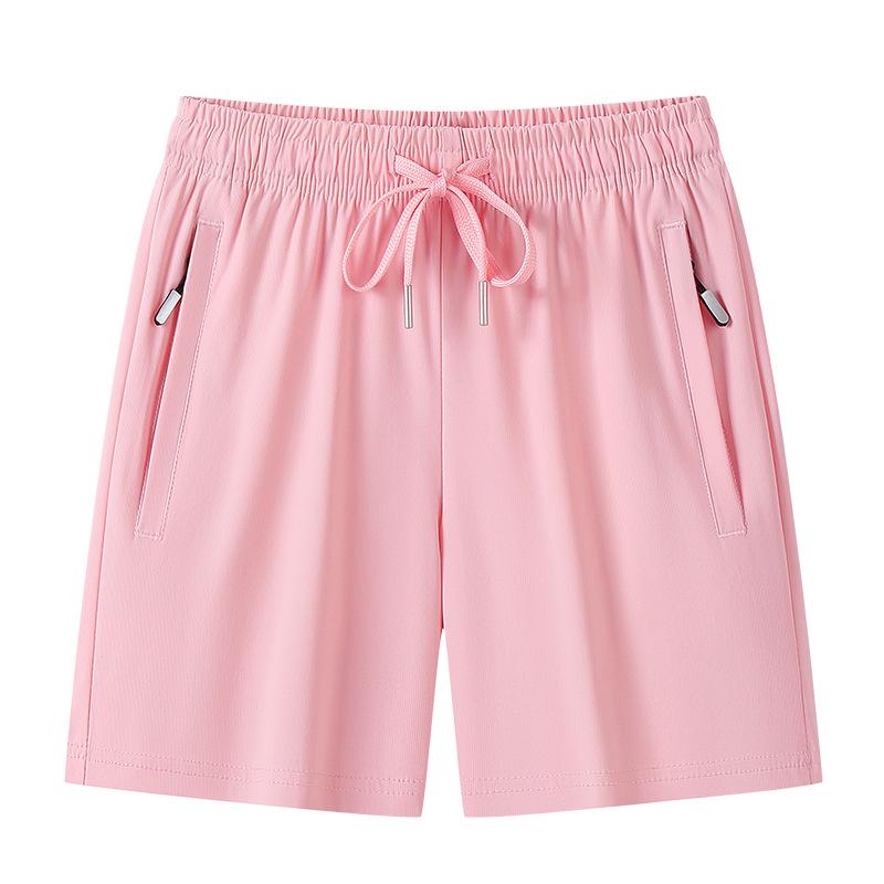 Women's Summer Ice Silk Shorts - Breathable, Versatile, Slimming Three-Quarter Pants with Customizable Logo Options.