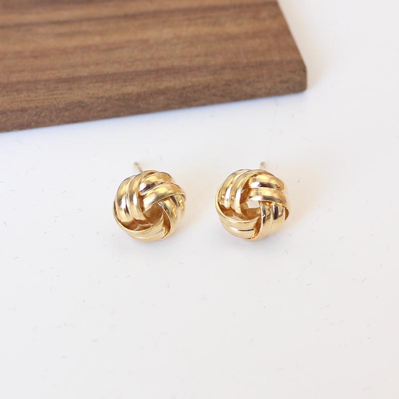 

Hiphop Punk Mini Twist Knit Knot Ball Stud Earring for Women Small Gold Color Female Twine Ear Zircon Christmas Gift Brincos