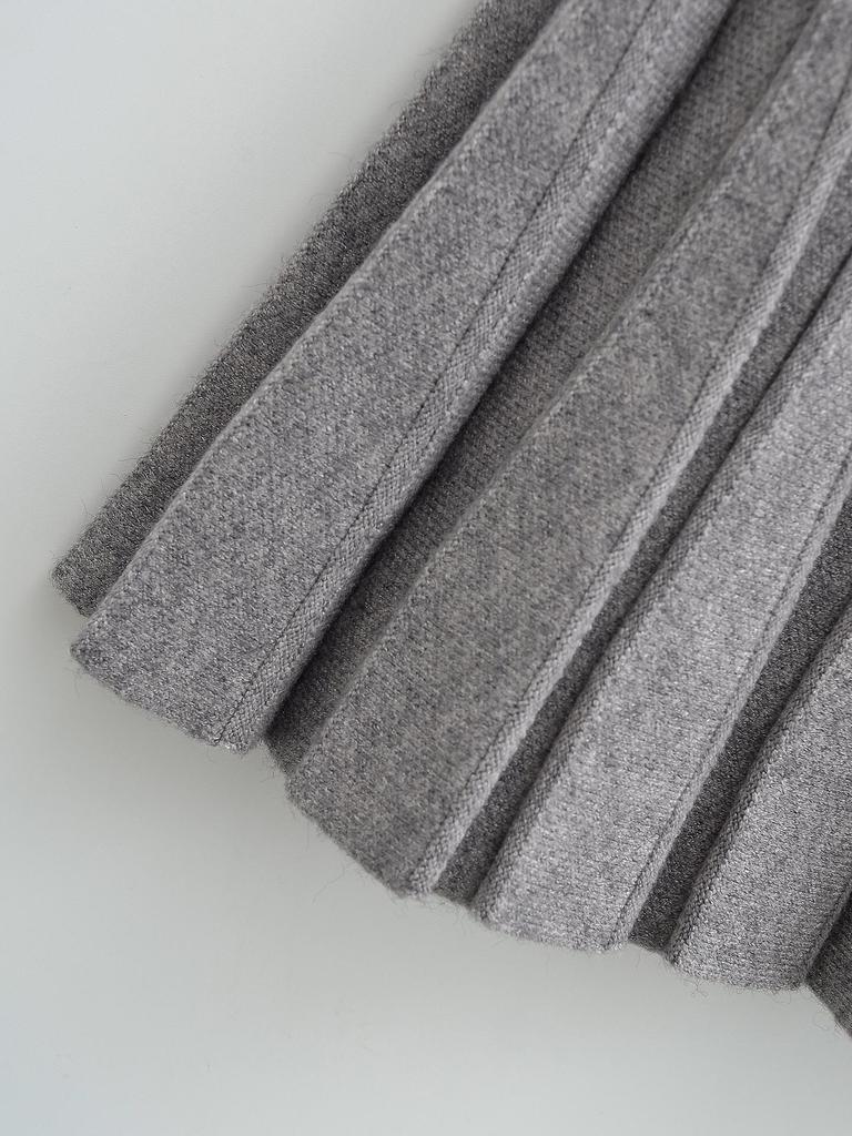 Winter Women's European & American Style Sexy High-Waisted Slim-Fit Knit Pleated Skirt