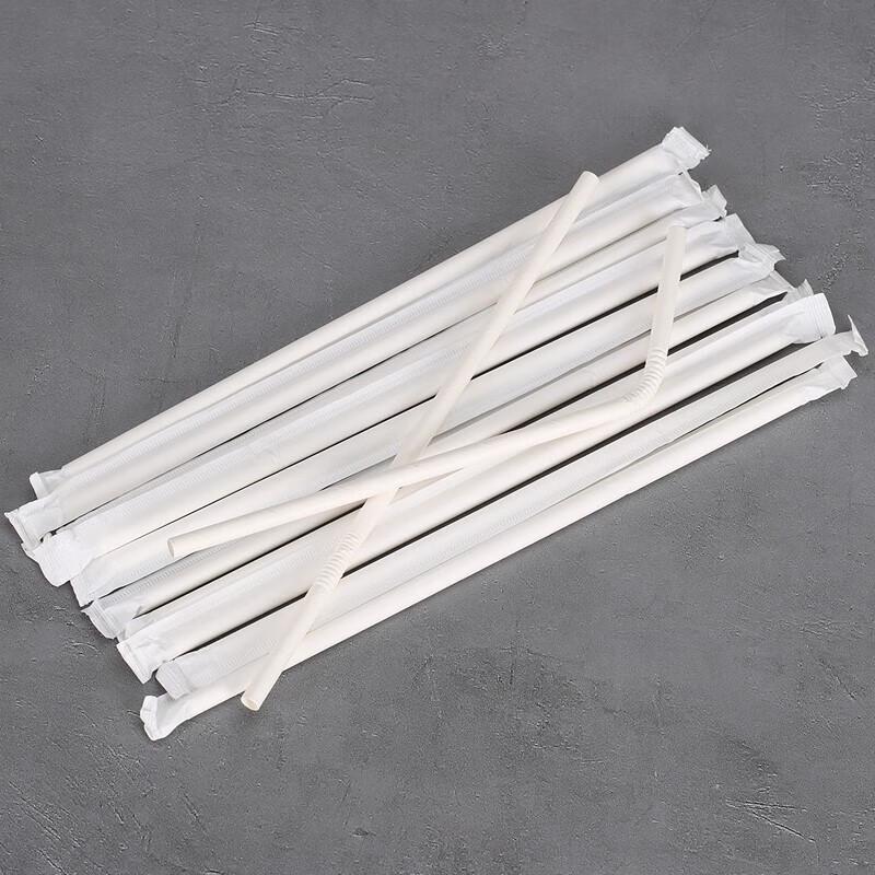 Individually Wrapped Biodegradable White Paper Straws (150-count)