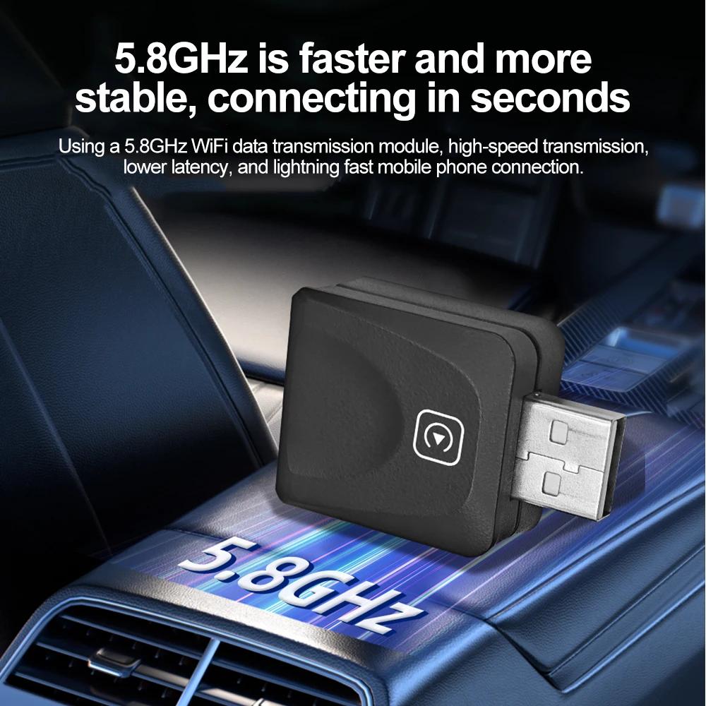 Kebidumei Wireless CarPlay&Android Auto 2in1 Wired To Wireless Adapter Smart USB Dongle USB&Type-C Dual Connector Fast Connect