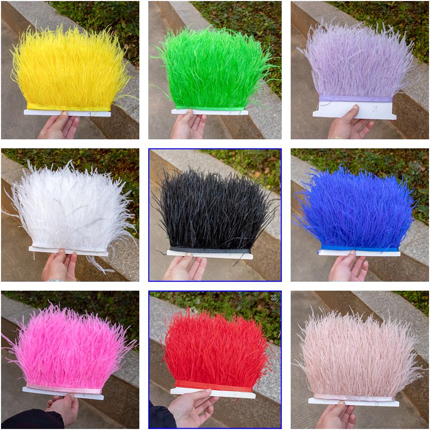 Feder1Meter Bunte Natürliche Straußenfedern Fransenbesatz 8-10CM 10-15CM Band Feder für Haare Kleidung Hochzeitsdekoration Nähbesatz