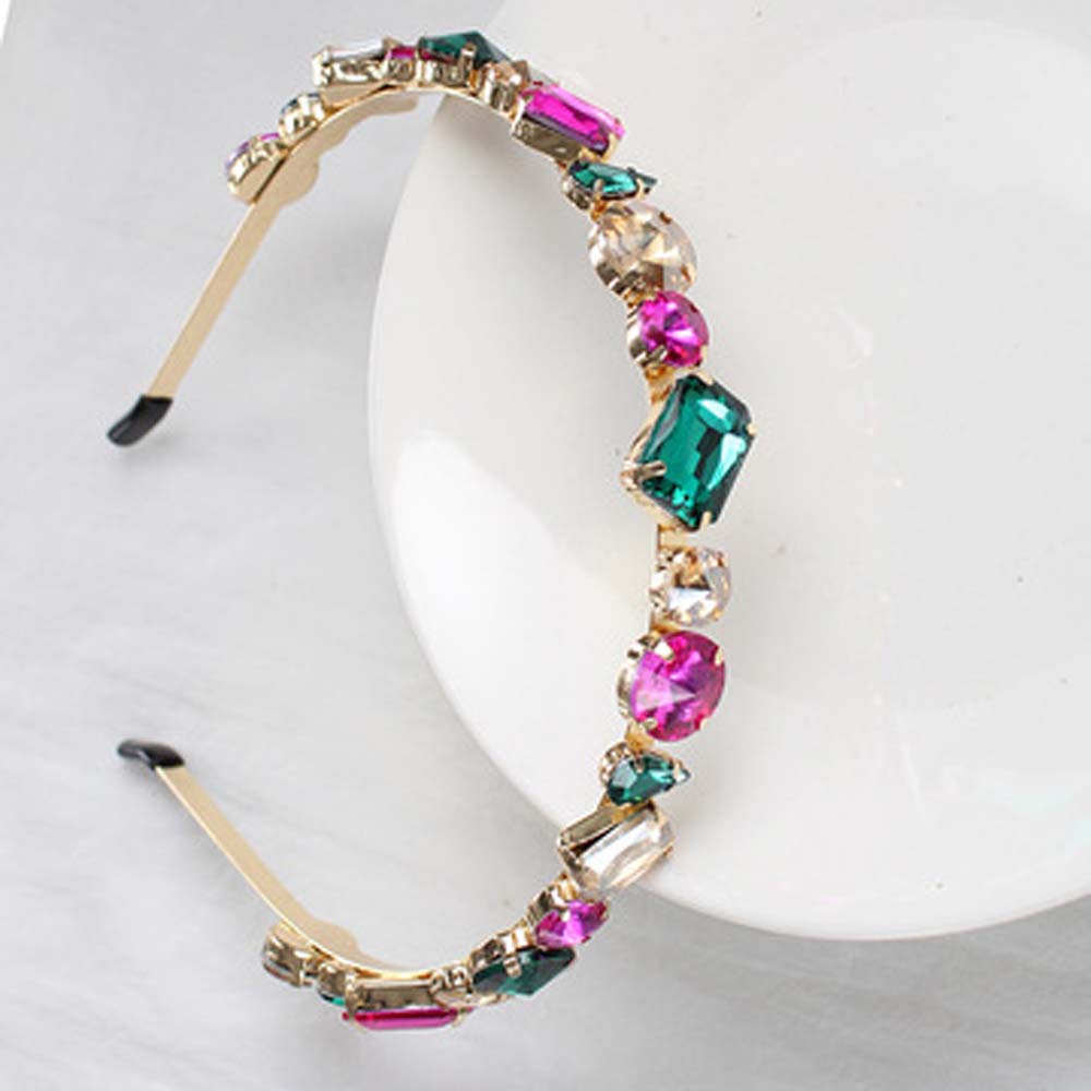 

Elasticity All-match Zinc Zinc Alloy Woman Girl Crystal Hairband Colorful Rhinestone Headband Head Wrap