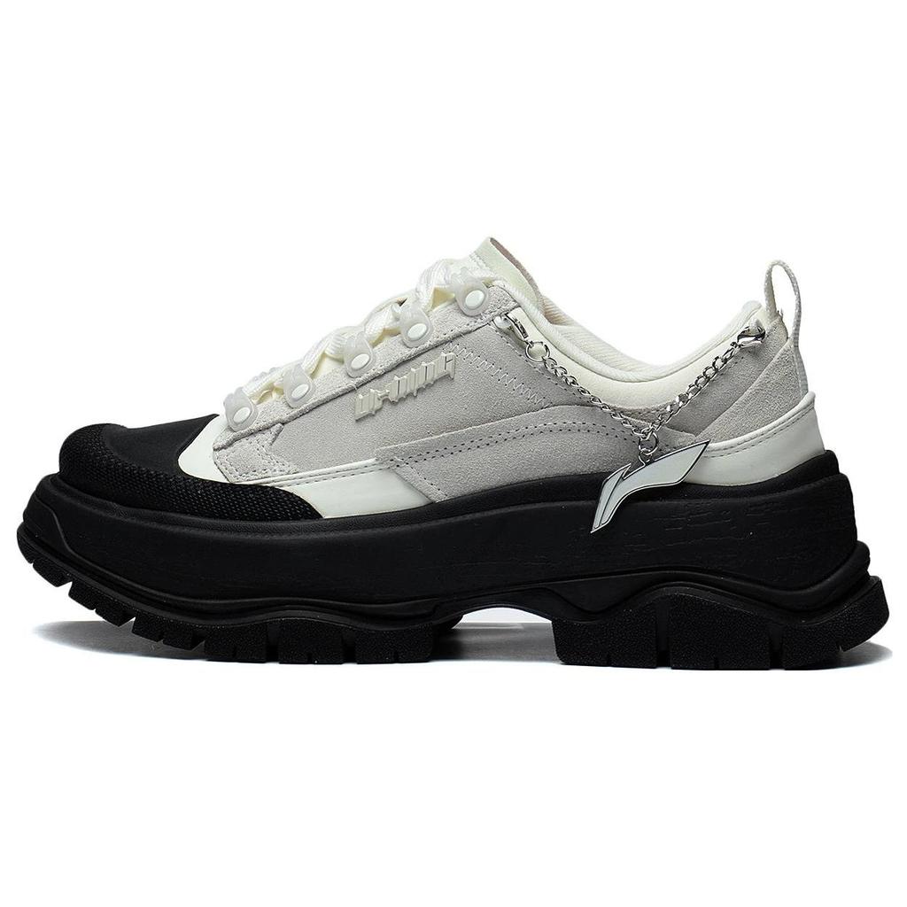 Li-Ning Synthetic Leather Non-Slip Wear-Resistant Low-Top Sports Casual Shoes Women Sneakers White Black AGCS276-3