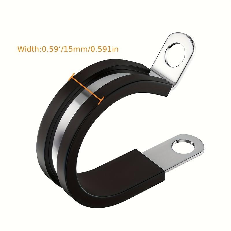 52pcs Durable Metal Cable Clamp Set, 6 Sizes, 30 Degree Elbow, Round Hose Fitting, Stainless Steel with Rubber Pad Tube Clamps for Secure Grip