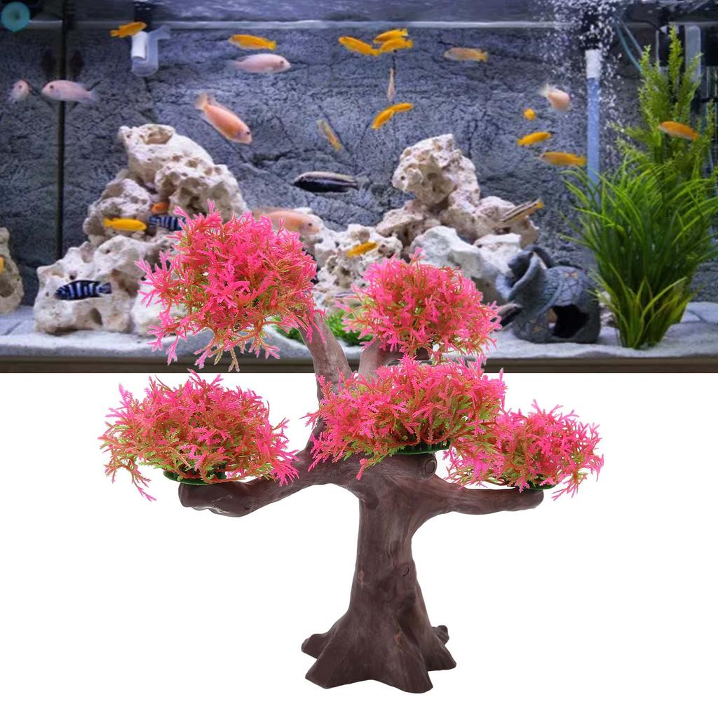 Aquarium Plant Ornament Simulation Artificial Beautiful Landscape Fish   Decoration Pink