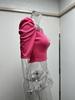 Women's Spring New Women's Simple Square Neck Puff Sleeve Top Women's Short Sleeve