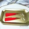 Resin Dangling Long Red Tassel Earrings Large Pierced Earrings Red Fringe Earrings Popular Earrings Accessories Miyabi Grace Gold Non-Pierced Women's