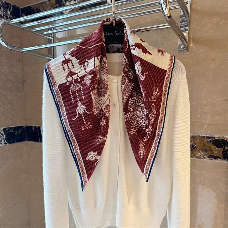 NINA SOLOR High Craftsmanship Waffle & Harvest Silk Wool Scarf