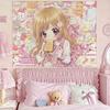 Y2K Aesthetic Anime Girl Tapestry Leopard Print Cute Kawaii Wall Hanging for Bedroom Tapestry Dorm Decor Bedside Tapestry