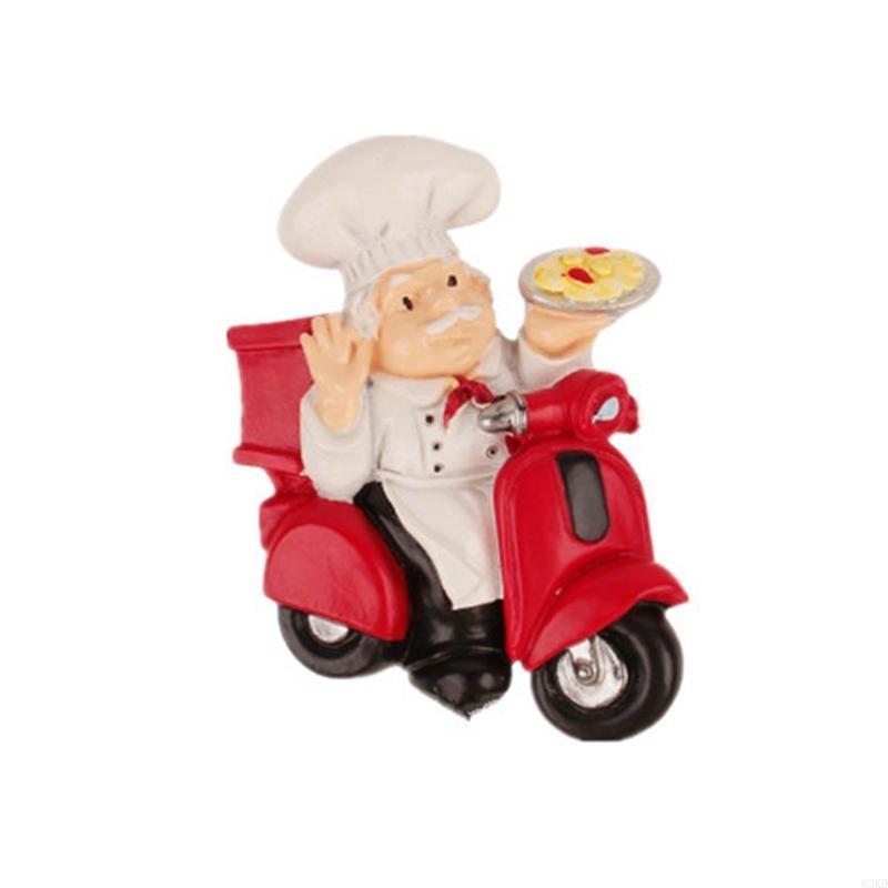 62KD Resin Chef Fridge Magnet Italian French Chef Figurine Statue Refrigerator Magnets Home Kitchen Restaurant Decorations
