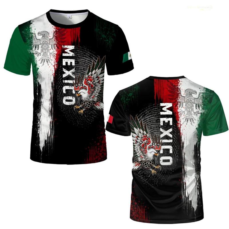 Mexican Constitution Day Pattern T-shirt Fashionable Mexican Flag and Emblem 3D Printed Top Summer Men's Casual Short Sleeve Sportswear