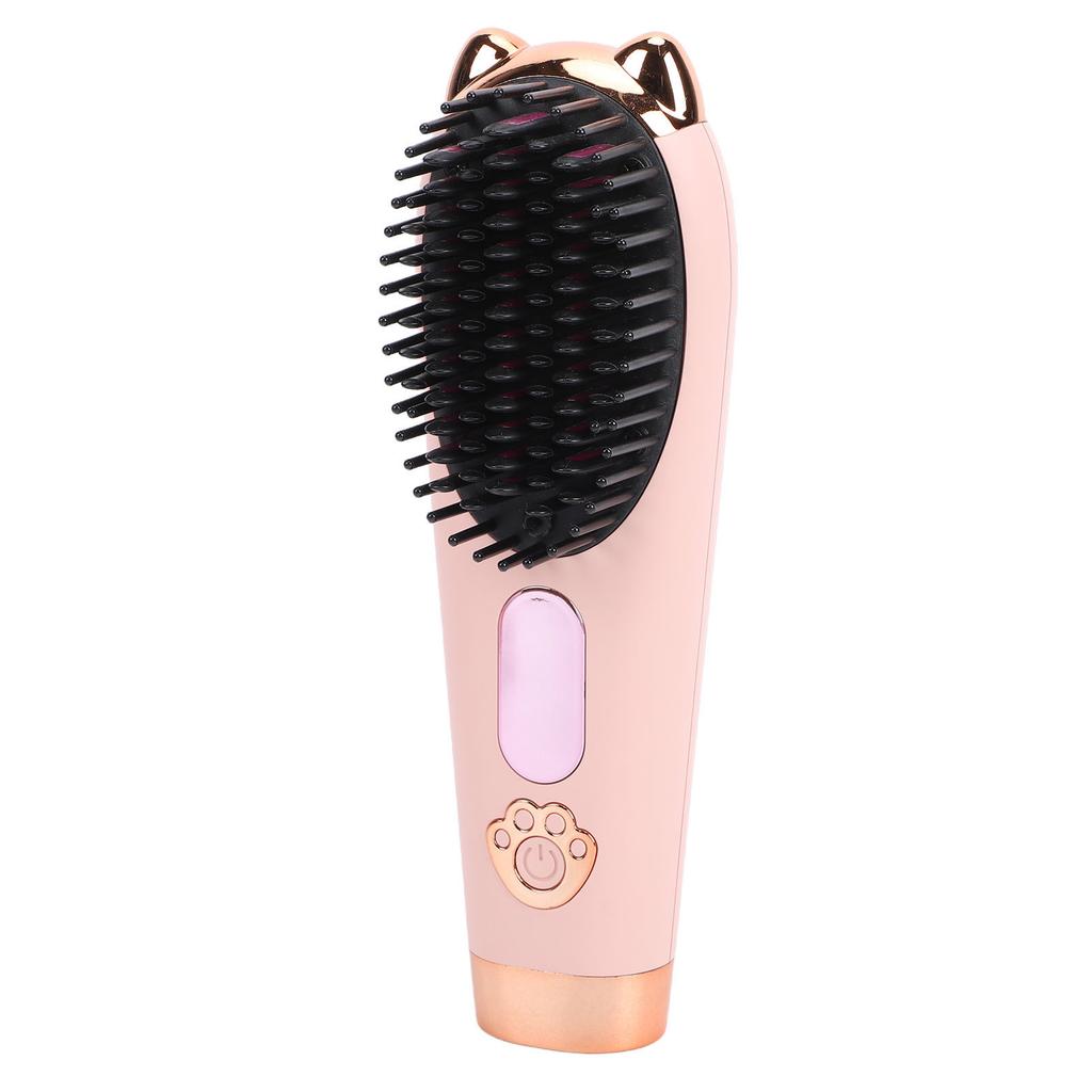 Cordless Straightening Brush 3 Temperature Settings 3000mAh Battery Portable Hair Straightener Brush Pink