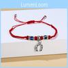 Owl Flower Turtle Elephant Pendant Weaving Bracelet With Adjustable Red Cord And Glass Beads For Women