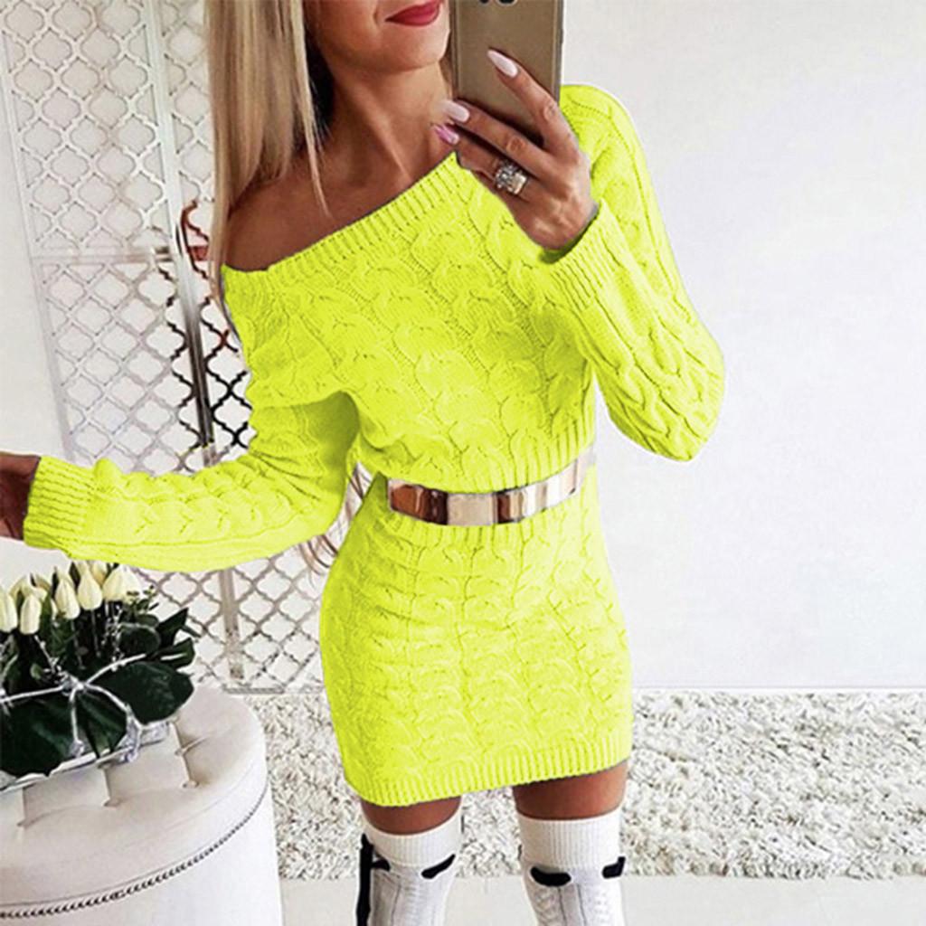 Women's Mid-Autumn and Winter Women's Long Twisted Sweater Dresses