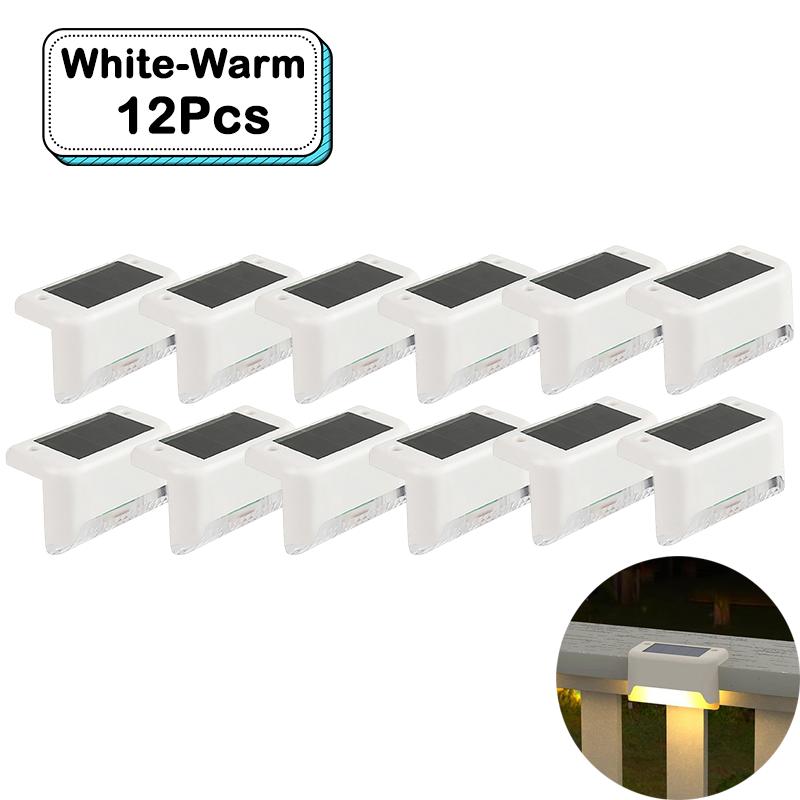 Lumières d'escalier solaires d'extérieur LED blanc chaud étanches éclairage de chemin d'escalier pour jardin patio clôture balcon décoration énergie solaire